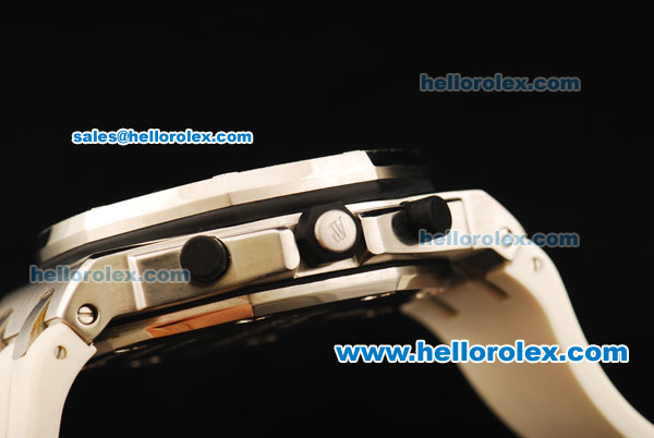 Audemars Piguet Royal Oak Offshore Chronograph Swiss Valjoux 7750 Automatic Movement Steel Case with White Rubber Strap - Click Image to Close